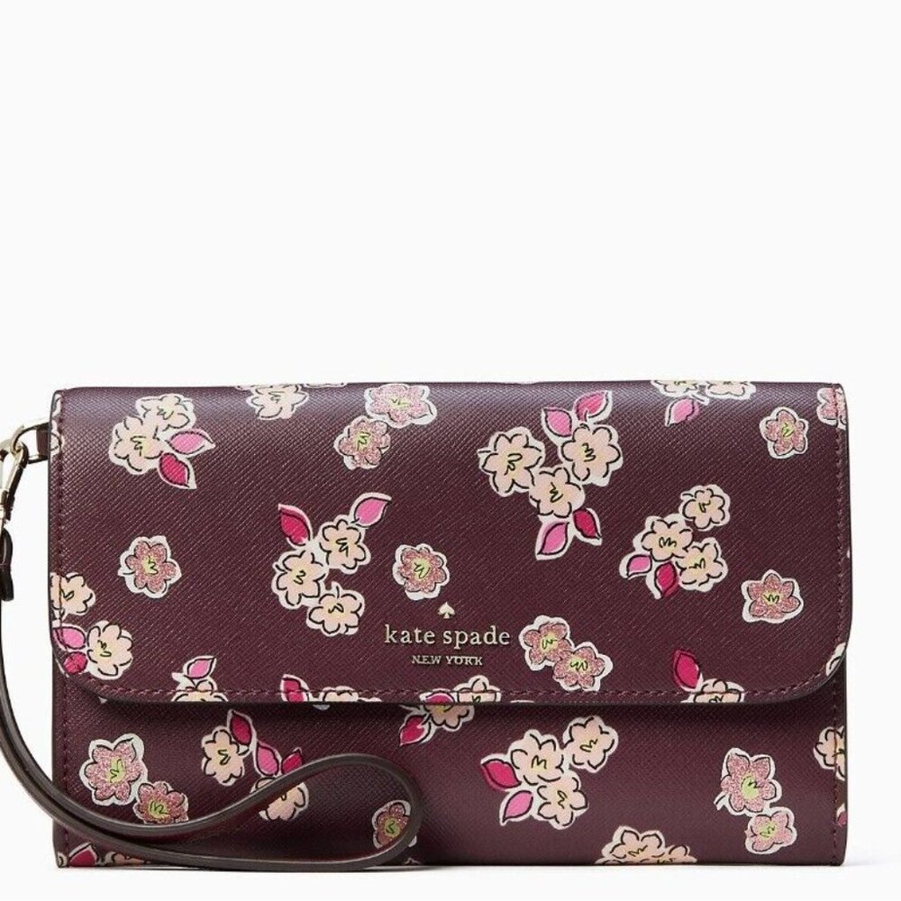 Kate Spade Women Large Continental Wallet Deep Berry Multi, NWT